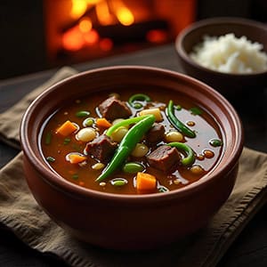 Beef & Vegetable Soup served in a bowl